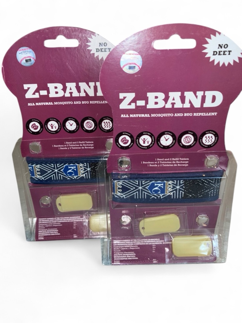 3/$8 KC Royals Z-BAND All Natural Mosquito & Bug Repellent Wristband